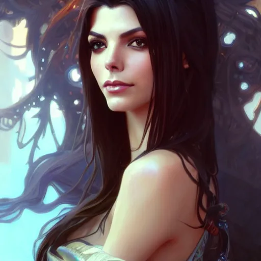 Prompt: A combination of Victoria Justice's and Ashley Greene's faces, western, D&D, fantasy, intricate, elegant, highly detailed, digital painting, artstation, concept art, matte, sharp focus, illustration, art by Artgerm and Greg Rutkowski and Alphonse Mucha