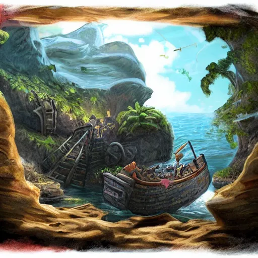 Image similar to a cave hiding a pirate's treasure hoard