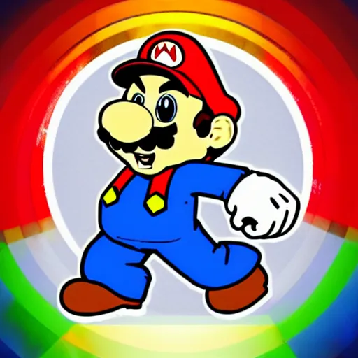 Image similar to svg sticker of a Pop-Wonder SuperMario, Mario-Wearing-a-red-hat, at a rave, spinning records, giant headphones rocking out, wearing headphones, huge speakers, dancing, rave, DJ, spinning records, digital art, amazing composition, rule-of-thirds, award-winning, trending on artstation, featured on deviantart