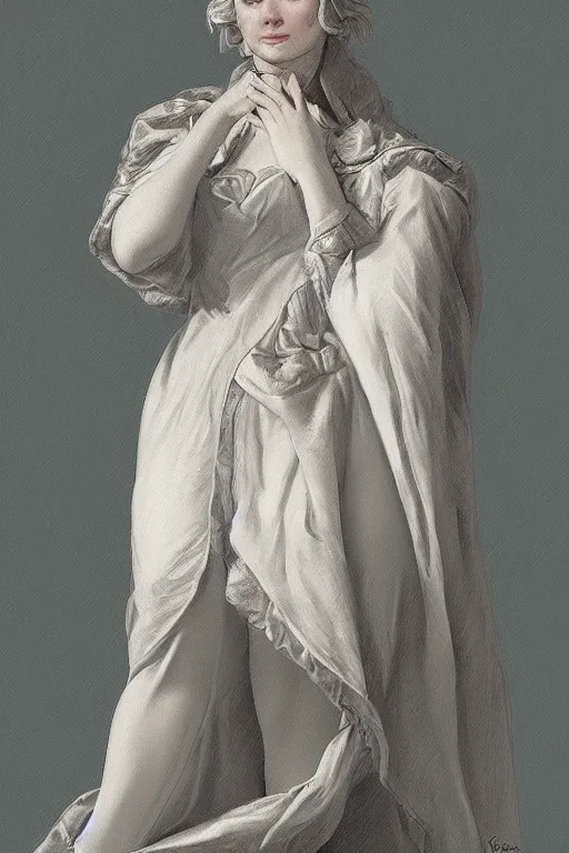 Image similar to Portrait of a frigid Ice Queen, in the style of Artstation, Hyacinthe Rigaud, and Jacques-Louis David