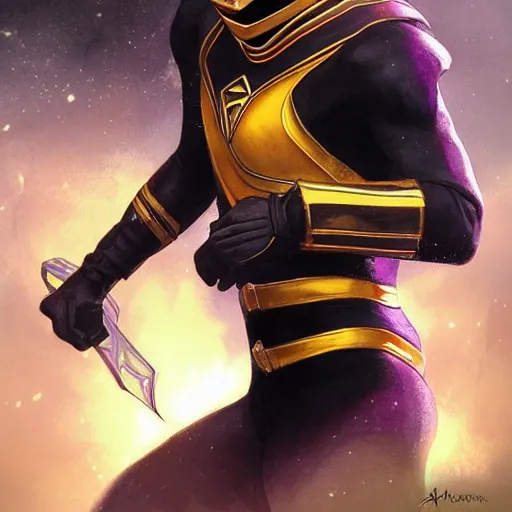 Image similar to portrait of a black ranger, D&D, fantasy, highly detailed, digital painting, artstation, smooth, sharp focus, illustration, art by artgerm and greg rutkowski and alphonse mucha