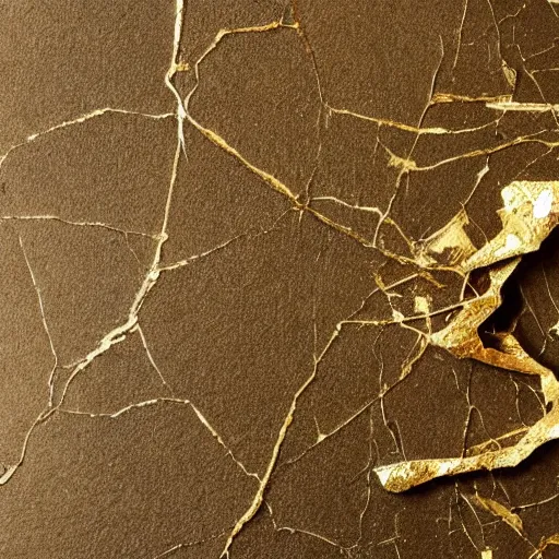 Prompt: photo of kintsugi, beautiful, gold, wabi sabi, high detail,