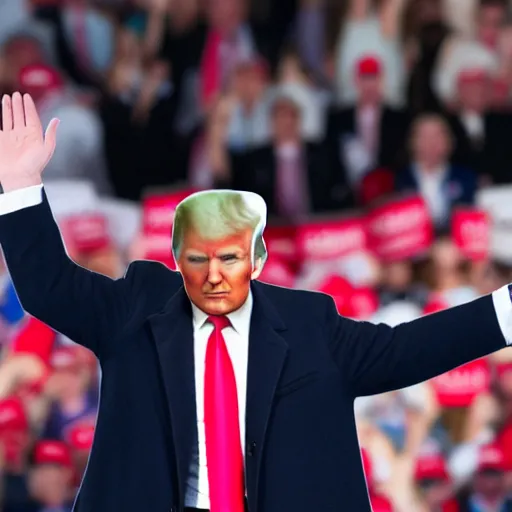 Prompt: still of donald trump saluting hitler at a rally, hyper realistic photo