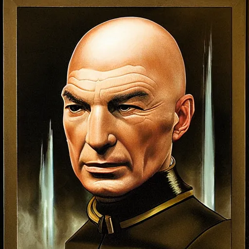 Prompt: captain jean luc picard by h. r. giger