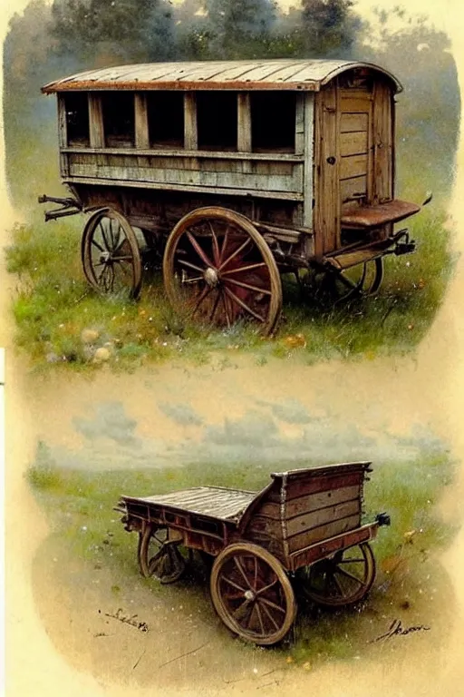 Image similar to (((((1950s wood wagon . muted colors.))))) by Jean-Baptiste Monge !!!!!!!!!!!!!!!!!!!!!!!!!!!