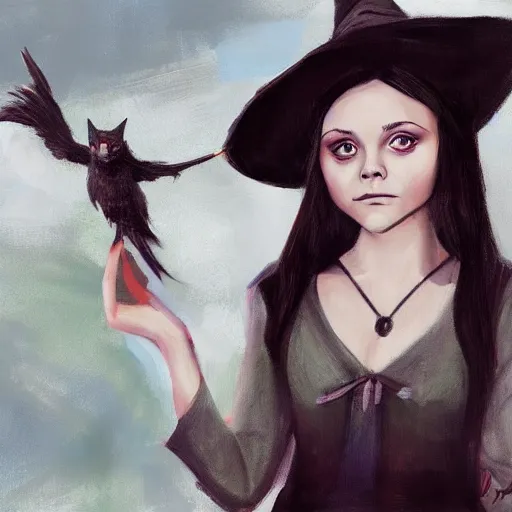 Image similar to young witch christina ricci, art by julia razumova