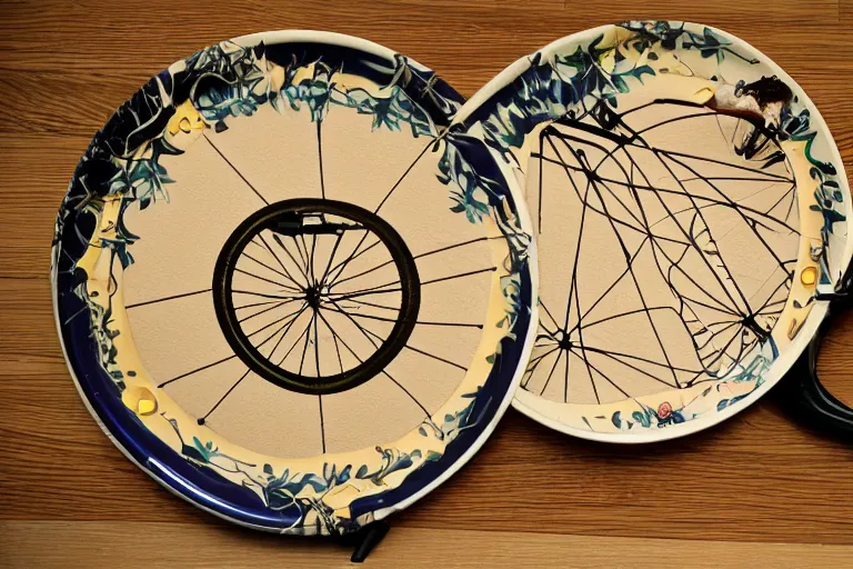 Prompt: bicyle pedal on a serving platter