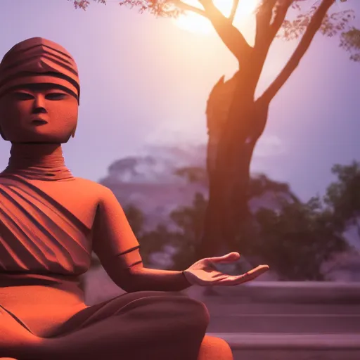 Image similar to a ninja meditating, unreal engine 6, 4 k