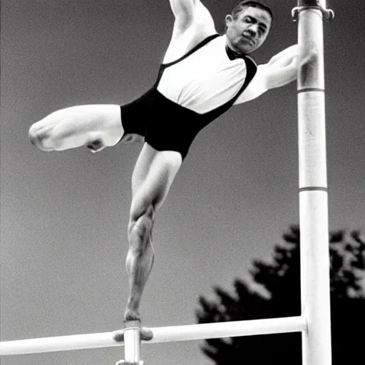 Prompt: top male athletes on parallel bars