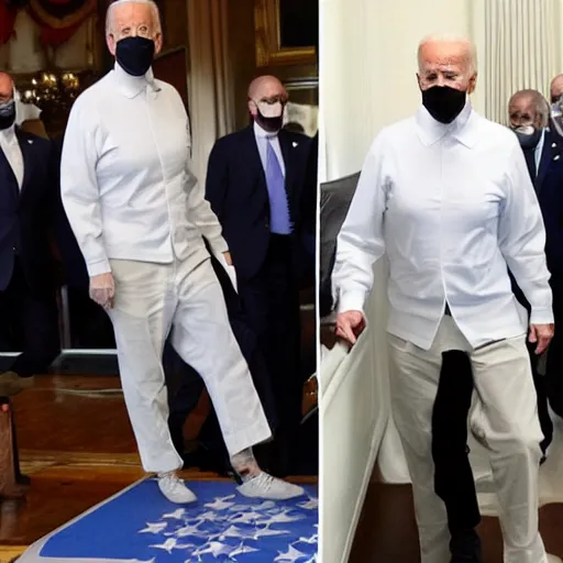 Prompt: joe biden wearing a straight jacket