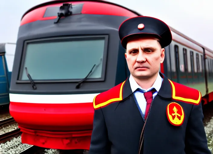 Prompt: train driver of the Russian Railways