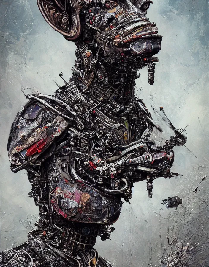 Prompt: art portrait A donkey and a bug hybrid, intricate detailed armour ,8k,by tristan eaton,Stanley Artgermm,Tom Bagshaw,Greg Rutkowski,Carne Griffiths, Ayami Kojima, Beksinski, Giger,trending on DeviantArt,face enhance,hyper detailed,minimalist,cybernetic, android, blade runner,full of colour,