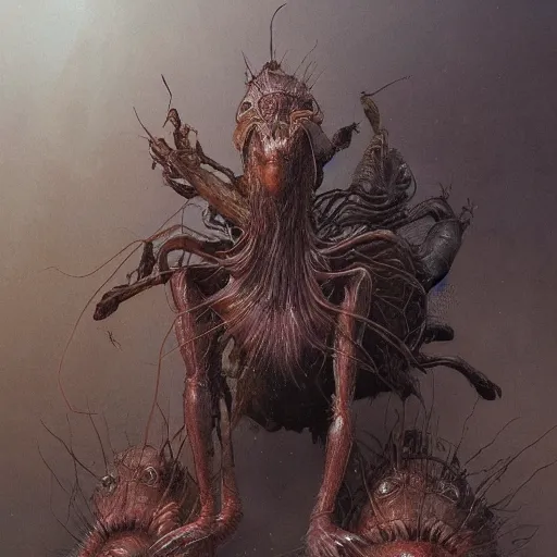 Prompt: A painting of an anthropomorphic ant queen standing on her hind legs hive formian pathfinder, digital art 4k unsettling, otherworldly Wayne Barlowe Greg Rutkowski