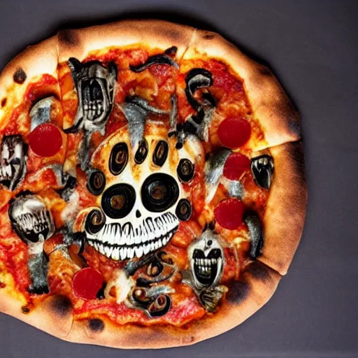 Prompt: a pizza in the style of Hr.giger,
