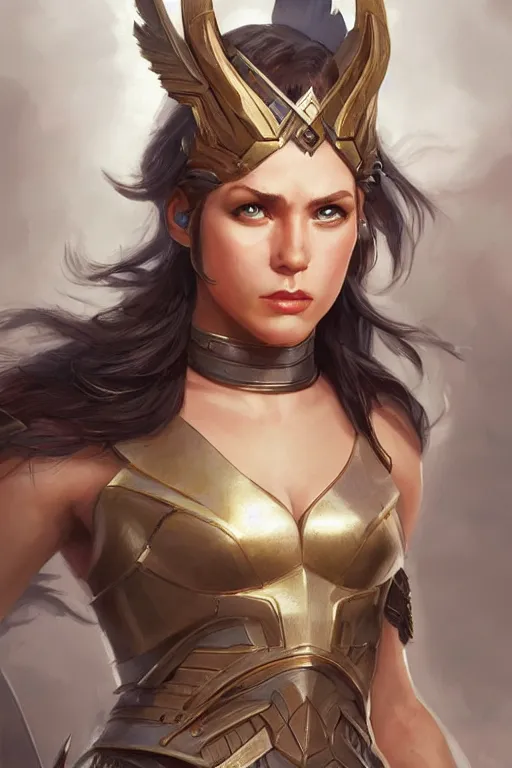 Image similar to amazon valkyrie athena, d & d, fantasy, portrait, highly detailed, headshot, digital painting, trending on artstation, concept art, sharp focus, illustration, art by artgerm and greg rutkowski and magali villeneuve