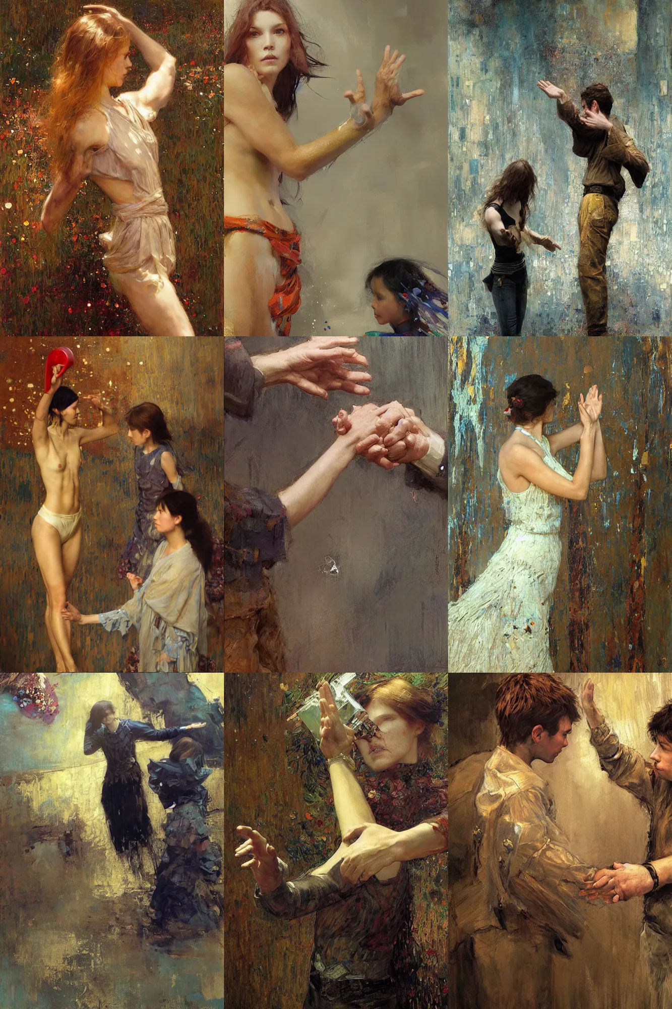 Prompt: stable diffusion accidently making good hands by waterhouse, craig mullins, ruan jia, gustave klimt, beautiful!!!!!!! hands!!!!!!!!!!!!!!!! high five, slap, flex, stretch, palm, hold, fingers, demonstration, yoyo, supersoaker