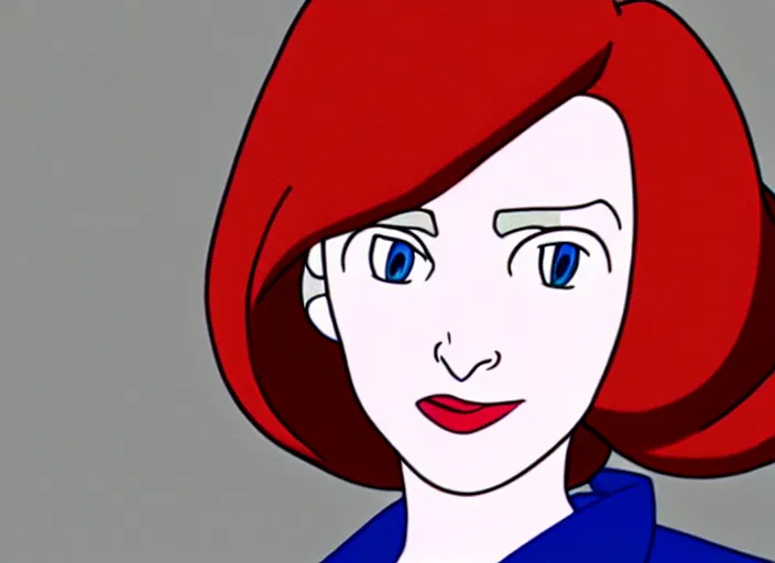 Image similar to an animation cel of dana scully, in the style of netflix animation, toei animation, filmation animation, traditional animation, sharp detail