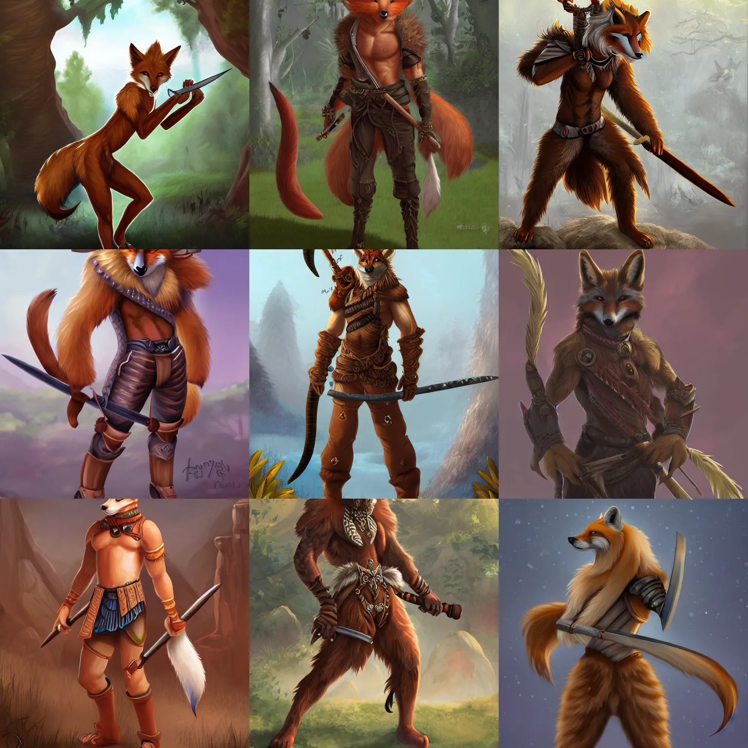 Prompt: award-winning extremely detailed FurAffinity fantasy anthro art of a handsome cute male natural anthro warrior fox with a long tail, 4k, trending on FurAffinity