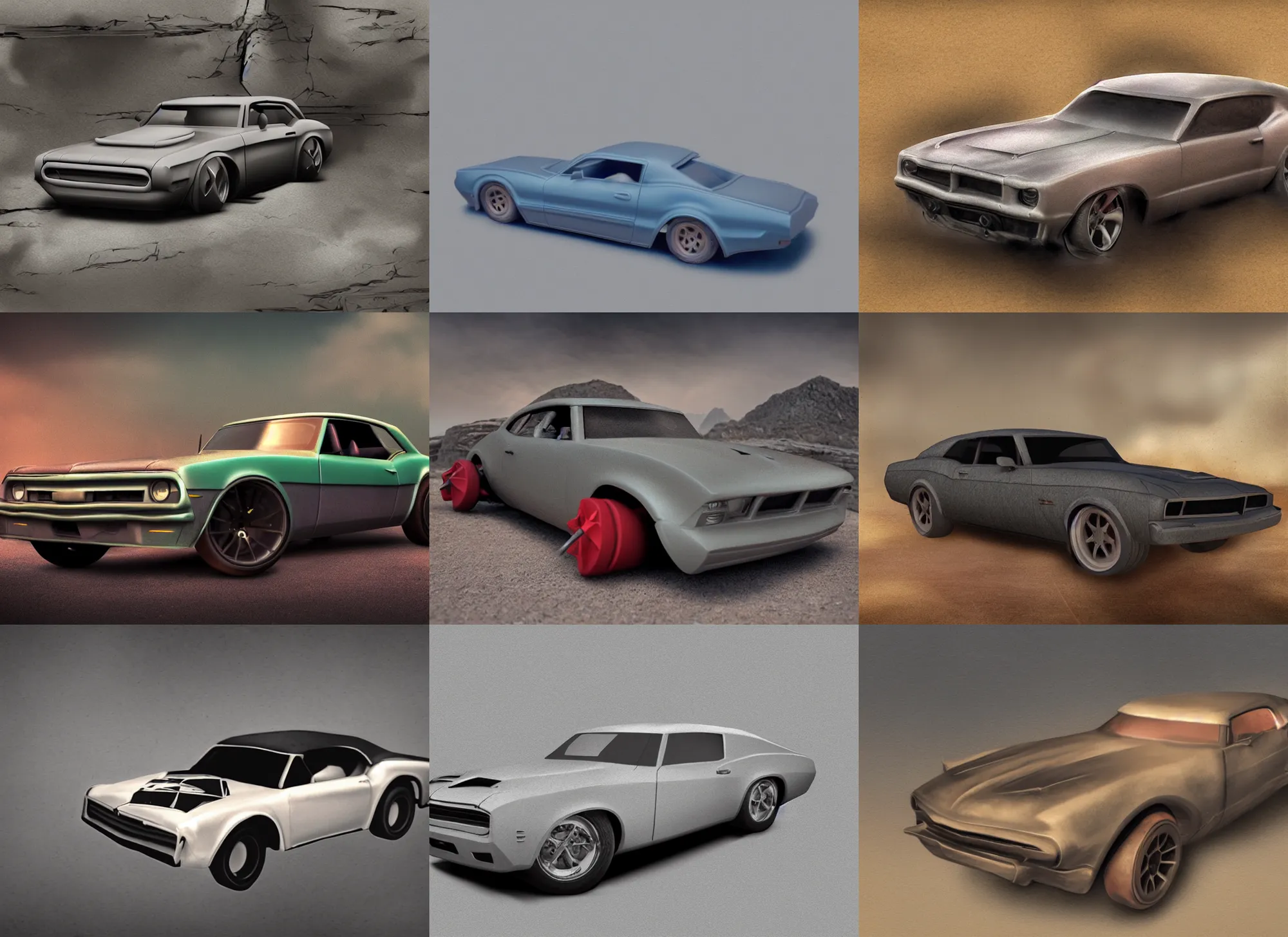 Prompt: d & d style muscle rally car, soft focus matte painting