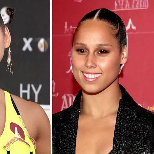 Prompt: singer alicia keys beats up ronda rousey