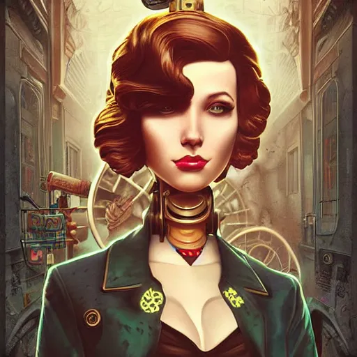 Image similar to lofi instagram bioshock steampunk portrait, digital art, Pixar style, by Tristan Eaton Stanley Artgerm and Tom Bagshaw.