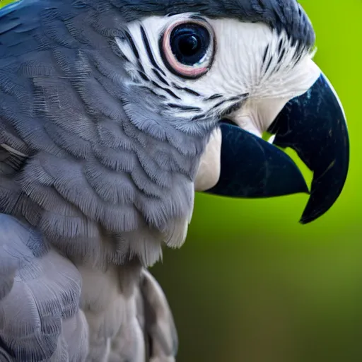 Prompt: close up of a side view face of a harpy eagle macaw