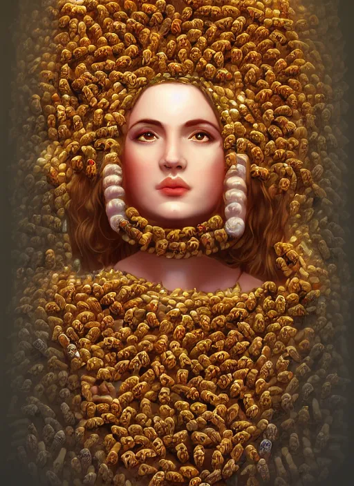 Image similar to the Goddess of Bees, detailed digital art, trending on Artstation