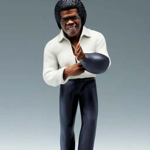 Image similar to a porcelain figurine of james brown, product shot