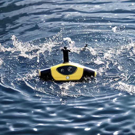 Image similar to extremely detailed photo of a robot swimming in the water, accurate