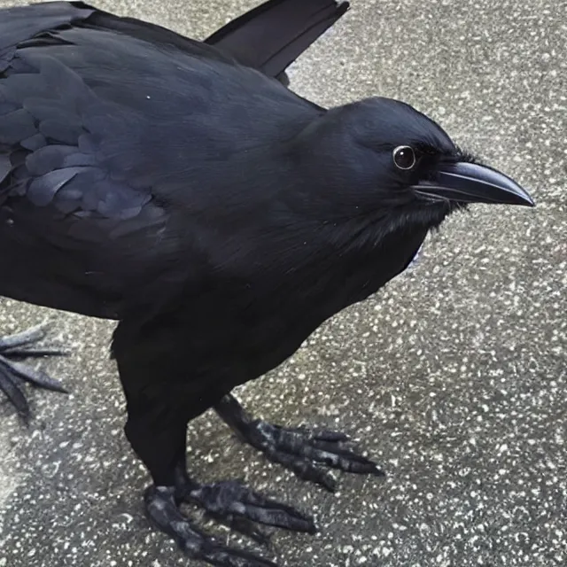 Image similar to a person wearing a fursuit of a crow fursona, fursona, photograph, furry fandom, photorealistic,