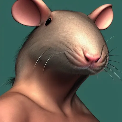 Prompt: a rat with the face in the shape of Lysoform, trending at artstation