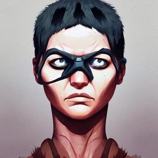 Image similar to face icon stylized minimalist mad max : fury road, loftis, cory behance hd by jesper ejsing, by rhads, makoto shinkai and lois van baarle, ilya kuvshinov, rossdraws global illumination