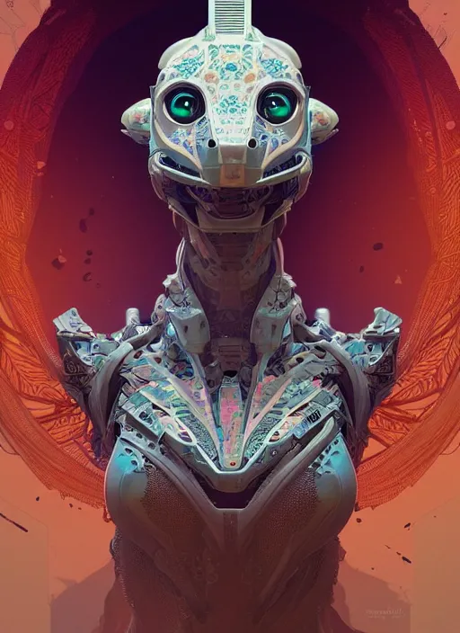 Prompt: symmetry!! portrait of a hybrid robot lizard, floral! horizon zero dawn machine, intricate, elegant, highly detailed, ray tracing, digital painting, artstation, concept art, smooth, sharp focus, illustration, art by artgerm and greg rutkowski and alphonse mucha, 8 k