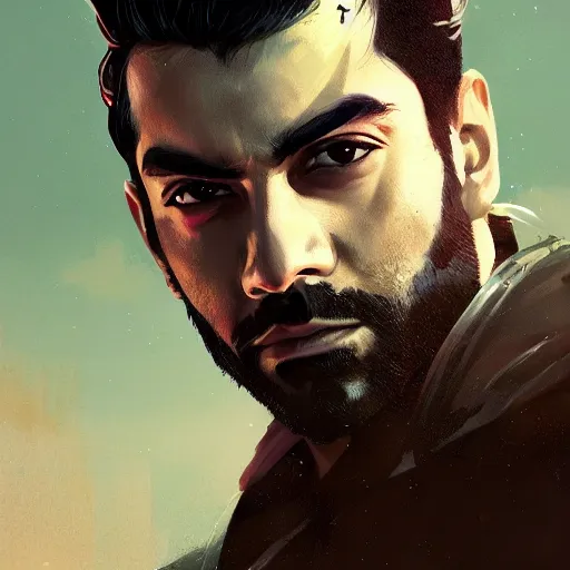 Image similar to A portrait of Rahul Kohli, Yakuza art, art by greg rutkowski, matte painting, trending on artstation