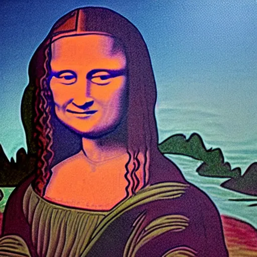 Image similar to cave drawing Mona Lisa