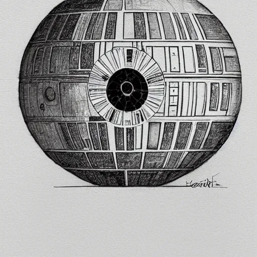 Prompt: Death Star, Leonardo Davinci sketch