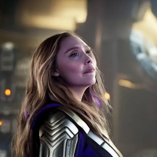 Image similar to Elizabeth Olsen as Thanos