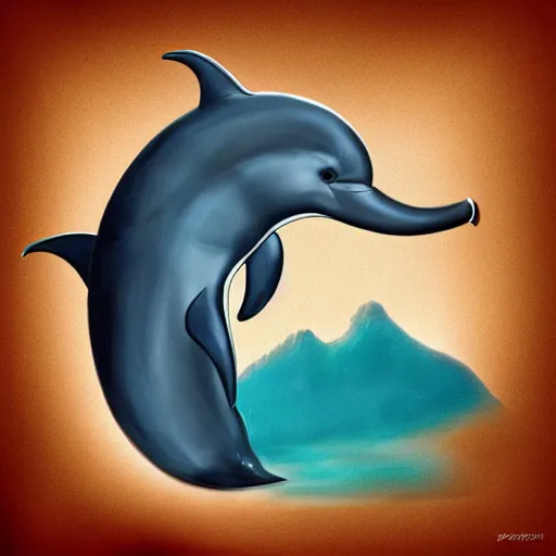 Image similar to a dolphin merged with an elephant, photomorph artwork