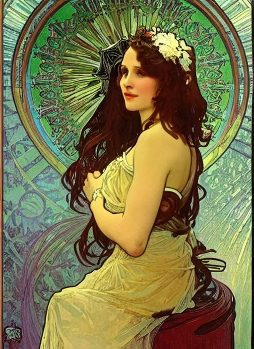 Prompt: portrait of kristen bell by alphonse mucha