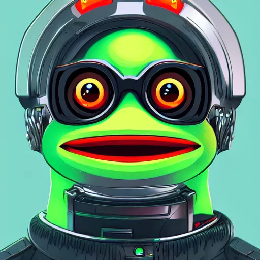 Prompt: digital futuristic happy pepe, artstation, modern, hyper detailed, programming