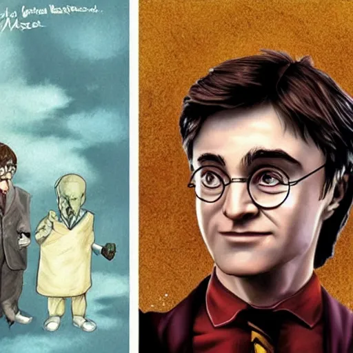 Prompt: Harry Potter and the Multiverse of Madness, surrealist, pop-culture, concept art by Famous Person