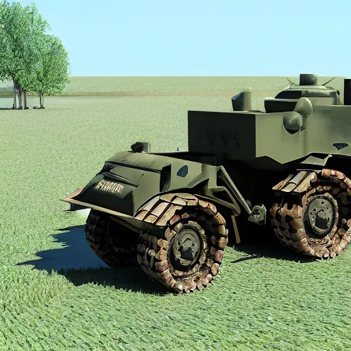 Prompt: armored! battle tractor! with plow! and weapons!, realistic, detailed, military