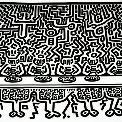 Image similar to The last supper, by Keith Haring