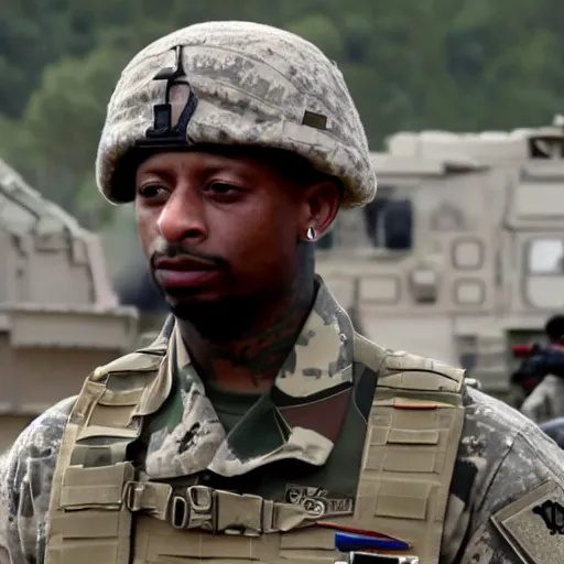 Prompt: 2 1 savage serving his country in afghanistan, bravery, guns, lil wayne from a birds eye view ultra realistic 4 k award winning masterpiece