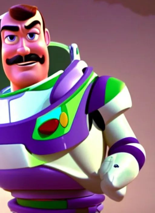 Image similar to film still of tom selleck as buzz lightyear, 4 k