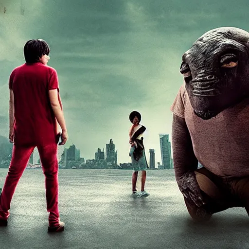 Image similar to the legend of big sir monster similar to okja, film still