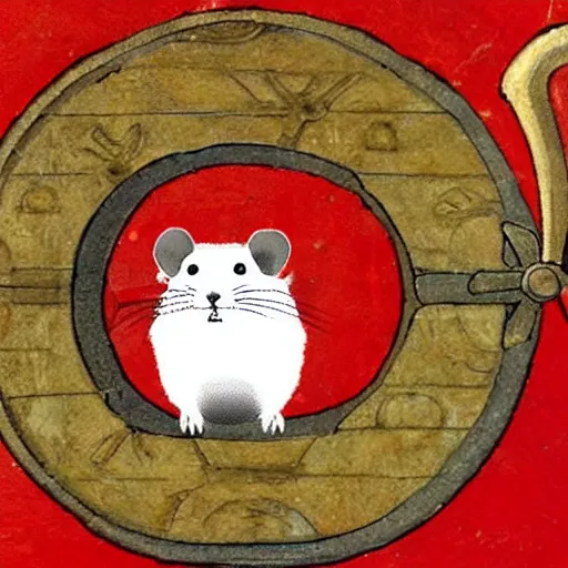 Prompt: ancient Egypt hamster in a red sea ship wheel