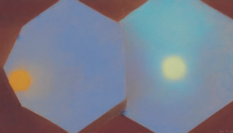 Image similar to the sun being blocked by a hexagon, seen from earth, oil painting