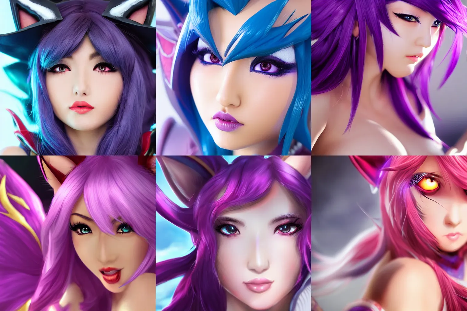 Prompt: ahri from league of legends face close up