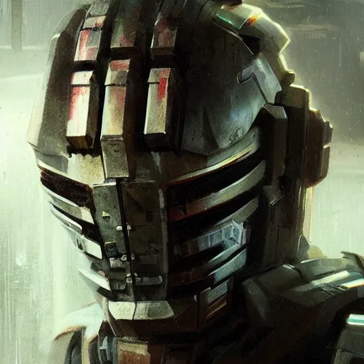 Image similar to portrait of sam worthington by greg rutkowski as a character from dead space